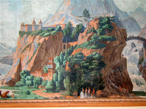 Particolari della tappezzeria della Sala