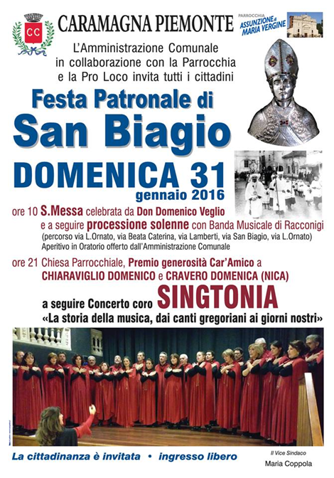 Locandina Festa Patronale San Biagio 2016